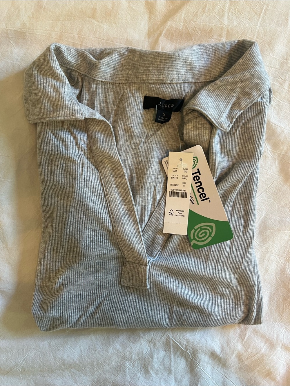 J. Crew Ribbed Polo Top - Heather Gray